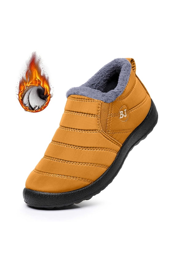 Mens Snow Boots Tall, Winter Shoes for Men Wide, Lightweight, Snap, Cold Weather & Shearling, Moc Toe, Sportswear, Yellow, Size 9