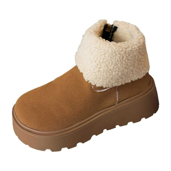 Gyexs Mens Snow Boots Tall, Winter Shoes for Women Size 6, Breathable, Zip, Cold Weather & Shearling, Wingtip Toe, Outerwear, Brown, Size 8