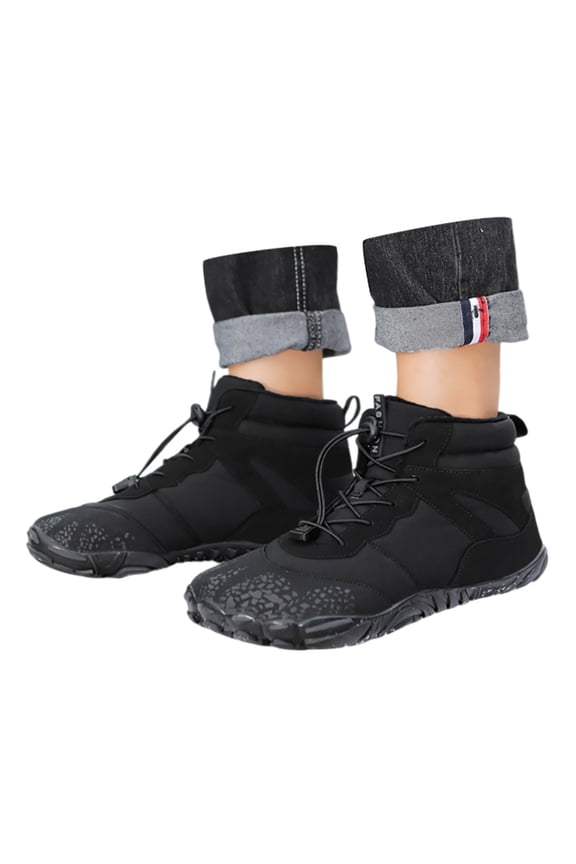 Mens Snow Boots Waterproof, Winter Shoes for Women 2025 Dressy, Flexible, Button, Chukka, Wingtip Toe, Outerwear, Black, Size 11