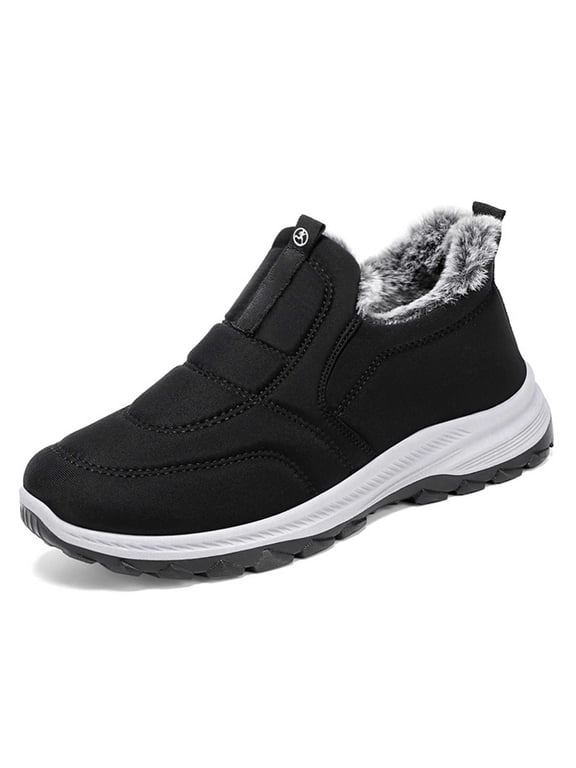 Mens Snow Boots Waterproof Winter Shoes for Women 2025 Winter Style Sneakers Warm Comfortable Thick Boots Z01 Black Size 7