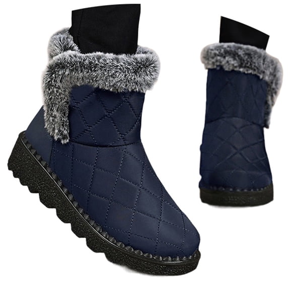 Gyexs Mens Snow Boots Waterproof, Winter Shoes for Women, Flexible, Zip, Chukka, Closed Toe, Outerwear, Blue, Size 7.5