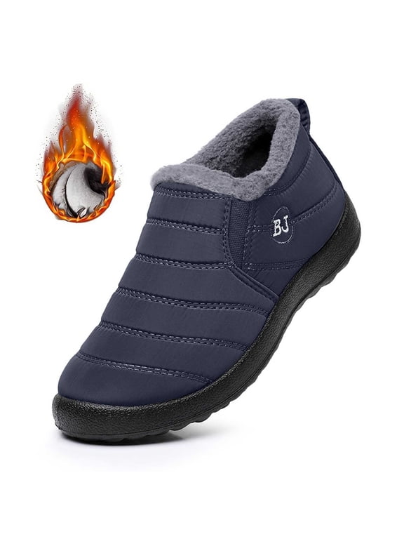 Mens Snow Boots Wide, Winter Shoes for Women 2025 Platform, Removable Footbed, Buckle, Rain, Split Toe, Winter Clothes, Dark Blue, Size 6
