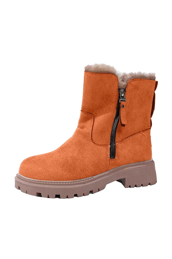 Mens Snow Boots, Winter Shoes for Women 2025 Casual, Lightweight, Speed Laces, Cold Weather & Shearling, Wingtip Toe, Outerwear, Orange, Size 5.5