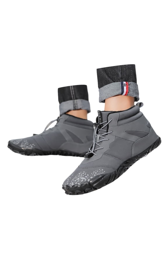 Mens Snow Boots, Winter Shoes for Men Waterproof Snow, Arch Support, Snap, Chukka, Cap Toe, Outdoor Wear, Grey, Size 9