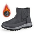 thumbnail image 1 of Gyexs Mens Snow Boots Winter Shoes for Women 2025 Platform Couples Winter Warm Slip On Mid Top Boots Z02 Grey Size 9, 1 of 9