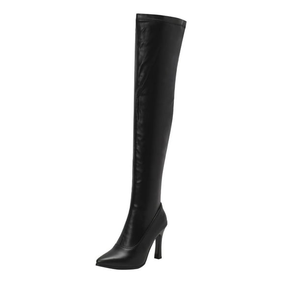Gyexs Over The Knee Boots for Women Fall Comfort Thigh High Boots Pointed Toe Stiletto High Heel Sock Boots Black Size 7