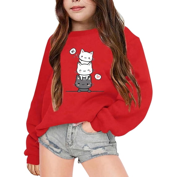 Gyexs Oversized Hoodie, Tween Girl Hoodies, Size 11-12 Years, Red