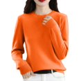 thumbnail image 1 of Gyexs Oversized Sweaters for Women Casual Classic Soft Loose Fit Basic Pullover Knit Loose Thin Fall Winter Sweater Blouse Halloween Sweater, Orange, Size XXL, 1 of 8