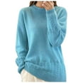thumbnail image 1 of Gyexs Oversized Sweaters for Women Neck Long Sleeve Fuzzy Knit Tops Warm Soft Wool Seamless Pullover Christmas Sweater, Blue, Size L, 1 of 8
