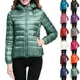 thumbnail image 1 of Gyexs Packable Puffer Jacket Women with Hood Lightweight Puffy Jackets Zip up Hooded Winter Coat Outerwear Pocket, Black, Size M, 1 of 6