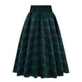 thumbnail image 1 of Gyexs Plaid Skirts for Women Christmas Elastic High Waist A line Pleated Long Skirt Spring Fall Winter, Green & Size S, 1 of 6