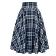 thumbnail image 1 of Gyexs Plaid Skirts for Women Christmas Elastic High Waist A line Pleated Long Skirt Spring Fall Winter, Navy & Size S, 1 of 3