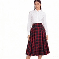 thumbnail image 1 of Gyexs Plaid Skirts for Women Christmas Elastic High Waist A line Pleated Long Skirt Spring Fall Winter, Red & Size M, 1 of 6