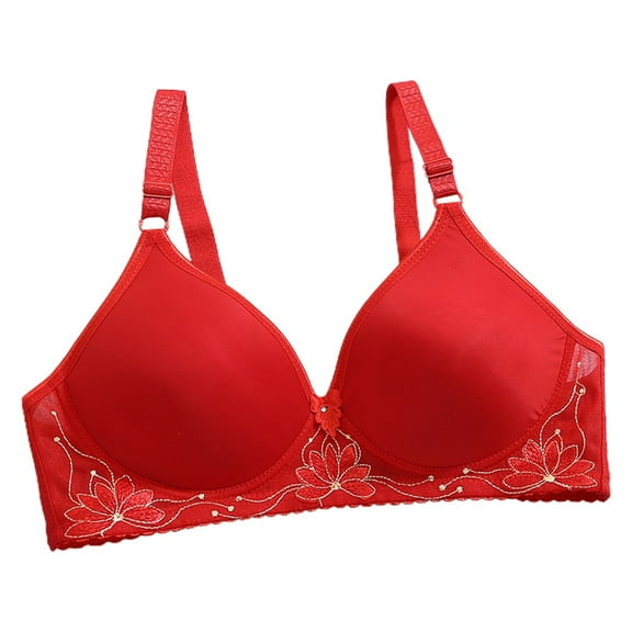 Gyexs Plus Size Women's Non Underwire Thin Breathable Comfortable Supportive Everyday Bra for Large Cup, Red, Size 36