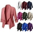 thumbnail image 1 of Gyexs Plus Size Womens Casual Slim Fit Blazer Jacket Suits Shawl Collar 3/4 Sleeve Fashion Work Open Front Dress Blazer, Navy, Size L, 1 of 6
