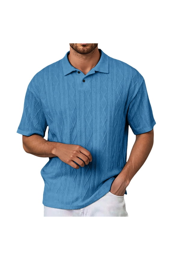 Polo Shirts for Men Outdoor Shirt Lightweight Golf Shirts Summer Casual Holiday Beach Golf Shirts Men's Clothing Sky Blue, Size S