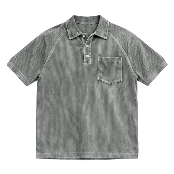 Gyexs Polo Shirts for Men Oversized Drop Shoulder Short Sleeve Polos Casual Textured Lightweight Stretch Golf Shirts Men's Clothing Grey, Size M