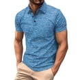 thumbnail image 1 of Gyexs Polo Shirts for Men Textured Knit Botton Stretchy Collar Shirt Breathable Soft Stretch Classic Polos Summer Clothes BU2, Size L, 1 of 7