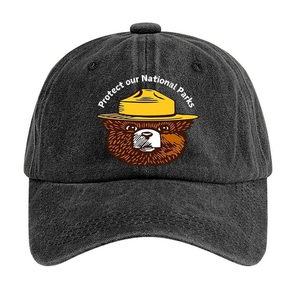 Gyexs Protecting Our National Parks Print Hat Vintage Washed Cotton Graphic Resist Bear Baseball Caps Unisex #Black