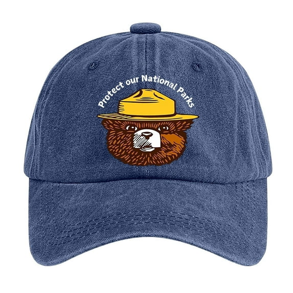 Gyexs Protecting Our National Parks Print Hat Vintage Washed Cotton Graphic Resist Bear Baseball Caps Unisex #Navy