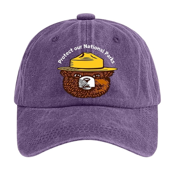 Gyexs Protecting Our National Parks Print Hat Vintage Washed Cotton Graphic Resist Bear Baseball Caps Unisex #Purple