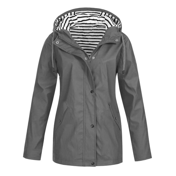 Gyexs Rain Jacket Women Lightweight Zip Up Rain Coat Outdoor Hiking Waterproof Jacket Fall Raincoat Windbreaker with Hood