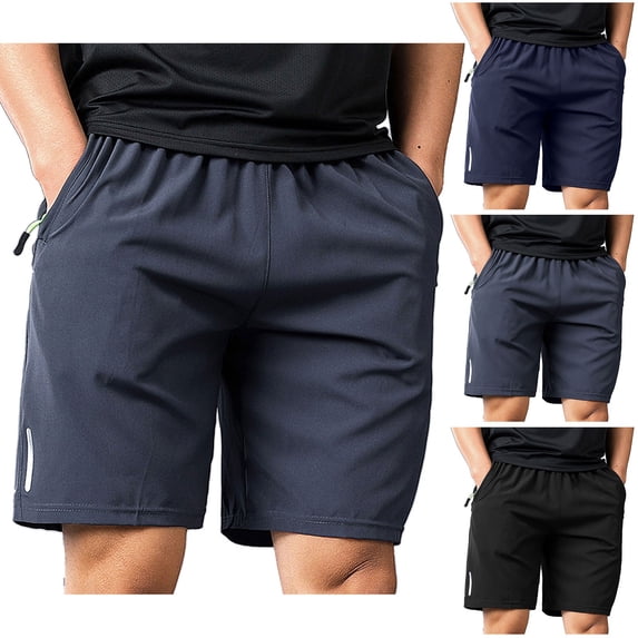 Gyexs Running Shorts for Men - Men's Athletic Shorts, Elastic Waist Lightweight Casual Summer 7 Inch Inseam Black, Size L