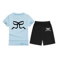 thumbnail image 1 of Gyexs Short Sets for Girls Size 3T-4T Fashion Cool Bowknot Printed Design Oversized Pullover Tops Shorts 2 Piece Outfits Spring Summer Clothes A01-BU1 3-4 Years, 1 of 5