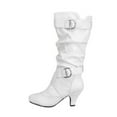 thumbnail image 1 of Gyexs Slouchy Boots for Women Knee High Low Hidden Mid Calf Boots Suede Line Side Zipper Buckle Boots White Size 7.5, 1 of 4