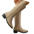 thumbnail image 1 of Gyexs Slouchy Boots for Women Knee High Mid Calf Boots Fashion Block Heel Warm Winter Cold Weather Boots Z01 Beige Size 8.5, 1 of 9