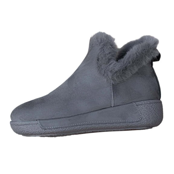 Gyexs Snow Boots for Men Size 13, Winter Shoes for Women Size 12, Removable Footbed, Slip-On, Cold Weather & Shearling, Moc Toe, Men's Fashion, Grey, Size 8.5