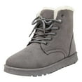 thumbnail image 1 of Gyexs Snow Boots for Women Furry Lined Low Heel Suede Leather Lace up Boot Casual Comfort on Winter Short Boot Wide Calf Women's Ankle Boots & Booties, Grey, Size 5.5, 1 of 4