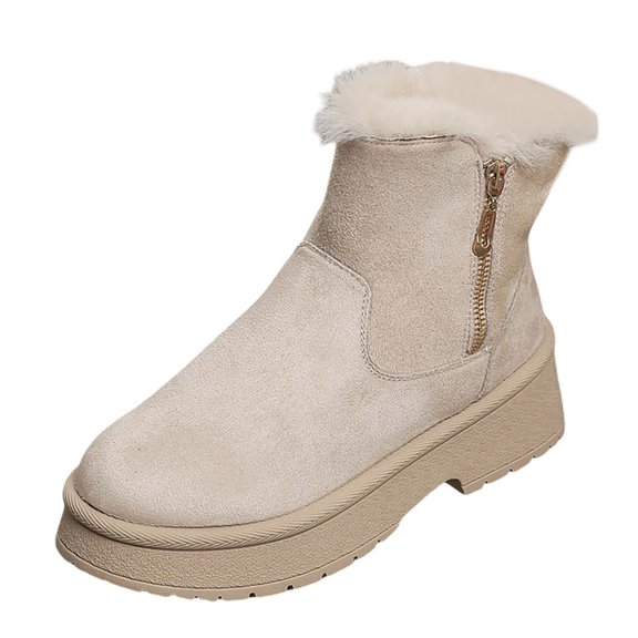 Gyexs Snow Boots for Men Size 10, Womens Winter Shoes Dressy, Arch Support, Zip, Riding, Bump Toe, Sportswear, Beige, Size 7