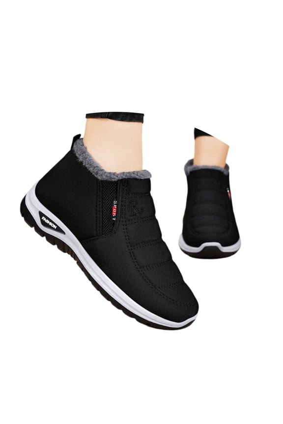 Snow Boots for Men Waterproof, Winter Shoes Women Waterproof, Adjustable, Speed Laces, Hiking, Pointed Toe, Winter Clothes, Black, Size 7.5