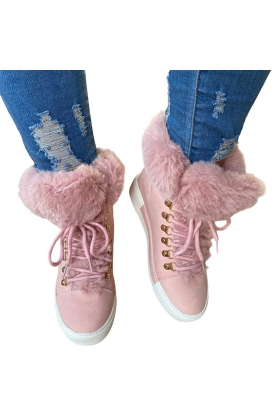 Snow Boots for Men Wide Feet, Womens Winter Shoes Wide Width, Flexible, Pull-On, Chukka, Bump Toe, Winter Clothes, Pink, Size 8.5