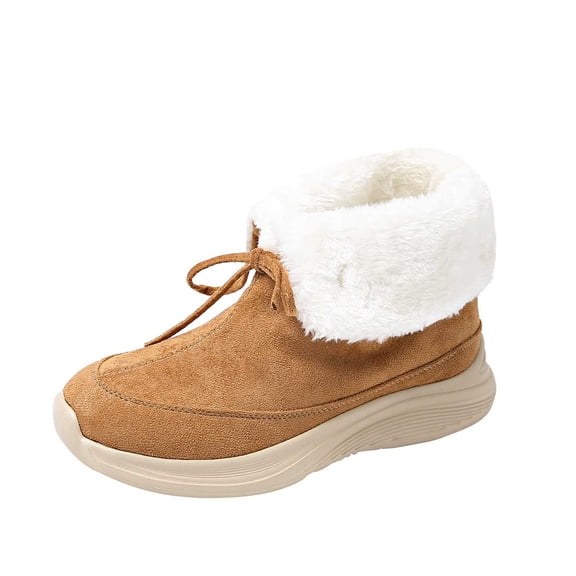 Gyexs Snow Boots for Men Womens Winter Shoes Winter Casual Fashion Boots Thickened Warm Lace Up Booties Z01 Brown Size 7
