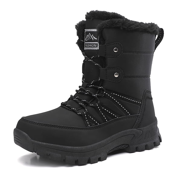 Gyexs Snow Boots for Women Outdoor Winter Booties Comfortable Lightweight Furry Lined Boots for Cold Weather Skiing, Black, Size 9