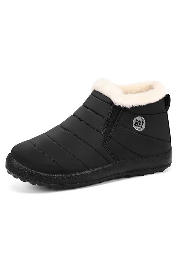 Snow Boots for Women Size 12, Winter Shoes Women Wide Width, Arch Support, Bungee, Hiking, Almond Toe, Winter Clothes, Black, Size 6.5