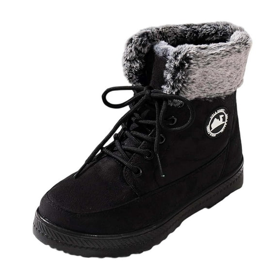 Gyexs Snow Boots for Women Size 12, Womens Winter Shoes Wide Width, Lightweight, Hook & Loop, Hiking, Steel Toe, Outerwear, Black, Size 7