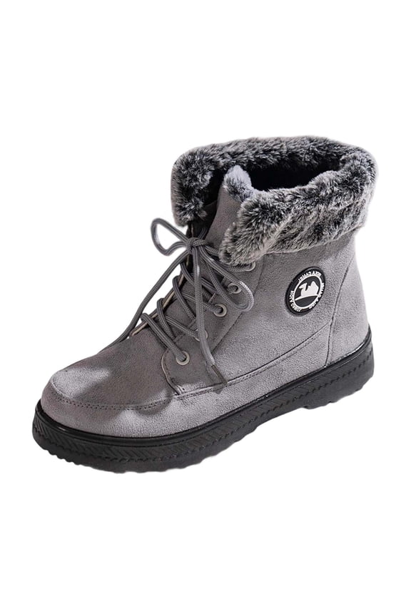 Snow Boots for Women Wide Width, Winter Shoes for Women 2025 Boots, Orthotic Technology, Zip, Rain, Almond Toe, Outdoor Wear, Grey, Size 7.5