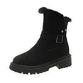 thumbnail image 1 of Gyexs Snow Boots for Women Wide, Winter Shoes for Women 2025 Boots, Wide Calf, Hook & Loop, Moto, Wingtip Toe, Outdoor Wear, Black, Size 6, 1 of 8