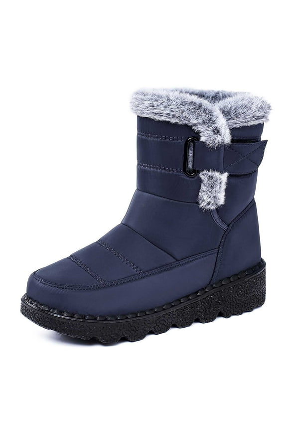 Snow Boots for Women Wide, Winter Shoes for Women Waterproof, Static Dissipative, Lace-Up, Hiking, Bump Toe, Winter Clothes, Blue, Size 8