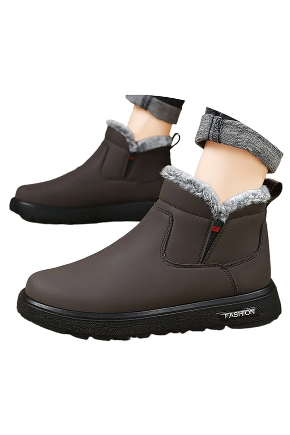 Snow Boots for Women, Winter Shoes for Women 2025 Boots, Wide Calf, Slip-On, Rain, Split Toe, Outdoor Wear, Brown, Size 10