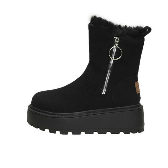 Gyexs Snow Boots for Women, Winter Shoes for Women 2025 Wide Width, Wide Calf, Hook & Loop, Western, Wingtip Toe, Women's Fashion, Black, Size 6.5