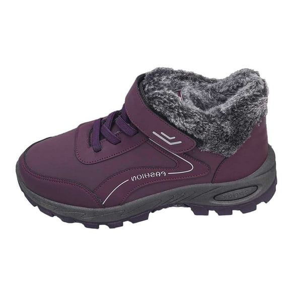 Gyexs Snow Boots for Women, Womens Winter Shoes Wide Width, Lightweight, Bungee, Rain, Almond Toe, Outdoor Wear, Purple, Size 7