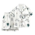 thumbnail image 1 of Gyexs Soft Silk Pink Pajamas for Girls Size 5-7 Whimsical Easter Bunny Printed Short Sleeve Top and Shorts 2Pcs(White, 160 10-11 Years), 1 of 3