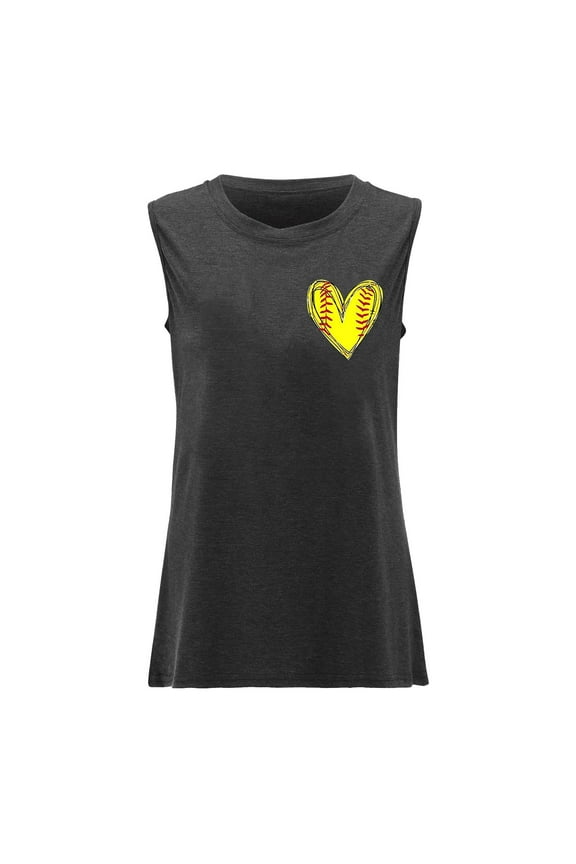 Softball Shirts Tee Tank Top for Women Funny Letter Print Game Day Pattern Shirt Casual Life Top (Black, XXL)