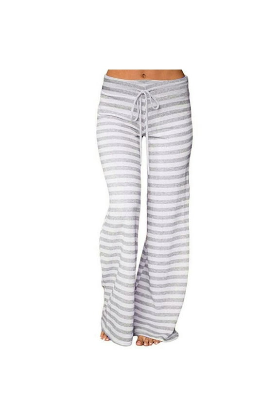 Striped Pants Women Black White Pink Grey Blue Rainbow Pajama Pants Soft Comfortable Gym Yoga Pants with Drawstring Grey & Size XXXL