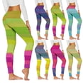 thumbnail image 1 of Gyexs Striped Tights for Women - Green and White / Pink and Purple / Yellow and Blue, Rainbow Print Leggings Purple & Size XXL, 1 of 5
