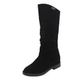 thumbnail image 1 of Gyexs Suede Ankle Boots for Women Platform Low Heel Mid Calf Slouch Boots Comfortable Warm Winter Flat Snow Booties Black & Size 8, 1 of 7